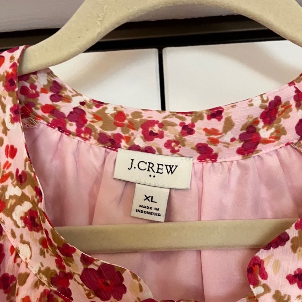 J. Crew Pink and Red Floral Chiffon Dress - Picture 2 of 11